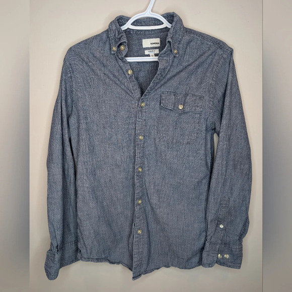 Sonoma Modern Fit Flexwear Denim Button Down Top Mens Small - Picture 2 of 9